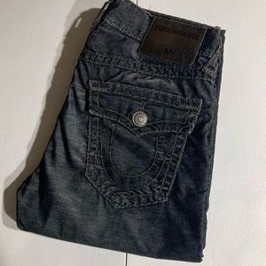 Rare! Ricky Relaxed Black Corduroy Super T True Religion size 31x33 unaltered!